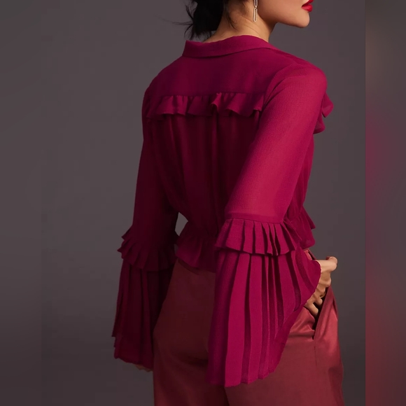 NWT ANTHRO | Sheer V-Neck Blouse - Picture 5 of 5